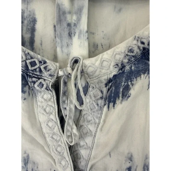 Vintage America Loose White/Blue Tie Dye Blouse Size XL - Picture 4 of 10